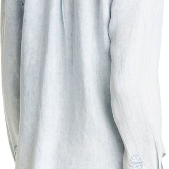 Rails NWT Ingrid Raw Hem Chambray Shirt in Light Acid Wash Size Small - Picture 5 of 13